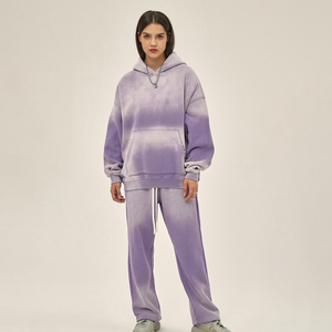 <b>Top</b> Quality Custom <b>Cropped</b> Pullover Acid Washed plain Tracksuit Women's Clothing Hoodie and Sweatpants Women Sweat suit <b>Set</b> - Product Image 3