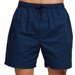 2023 hommes personnalisé à manches courtes tissé pyjama ensemble nouveau Design décontracté respirant coton PJ bleu marine blanc passepoil produit le plus chaud - Product Image 4