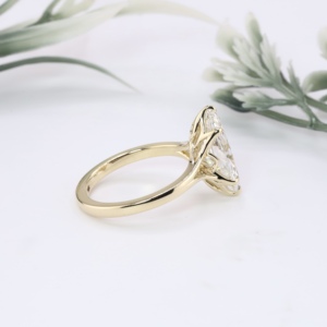 Yellow Gold Marquise Cut Lab Grown Diamond Engagement <b>Ring</b> Split Shank Vintage Filigree <b>Crown</b> Gallery Solitaire Wedding <b>Ring</b> - Product Image 2