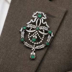 Gold-Plated Emerald and Diamond Unisex Brooches aka Necklaces - Product Image 4
