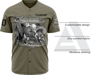 <b>Top</b> Premium Baseball Uniforms Jersey with Premium Quality <b>Mesh</b> Shirts and V Neck Jersey Front Button Short Sleeve Olive <b>Green</b> - Product Image 3