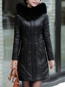 Manteau long en cuir de vachette véritable de qualité supérieure, chaud et tendance pour l'hiver, vestes en cuir véritable pour femmes, manteaux longs élégants en peau de mouton OEM - Product Image 4