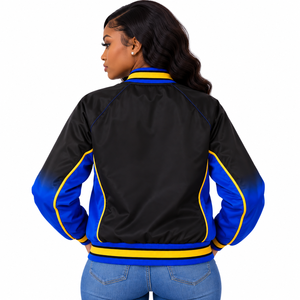 Veste de sport en molleton Air Tech pour femme, noire, bleu roi, jaune, avec lettres brodées, fermeture éclair intégrale, poignets côtelés, vêtement d'extérieur décontracté - Product Image 5
