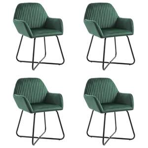 Ensemble de 4 chaises de salle à manger ergonomiques en velours vert, design confort standard - Product Image 1