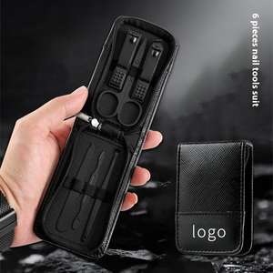 Kit de Manicura y Pedicura de Lujo de 6 Piezas Personalizable de Fábrica, Cortaúñas de Acero Inoxidable de Alta Calidad, Bolsa Negra con Cierre - Product Image 4