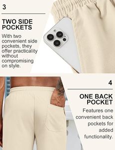 Men's Premium Mid Waist Front Logo <b>Stretch</b> Moisture-Wicking Chino <b>Shorts</b> Casual Summer Wear Smart Casual Golf - Product Image 4