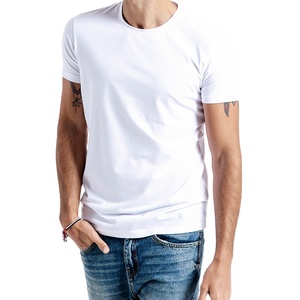 Camiseta básica de manga corta con cuello redondo de algodón 100% para hombre, camiseta informal con estampado de estilo liso teñido no tejido stock - Product Image 6