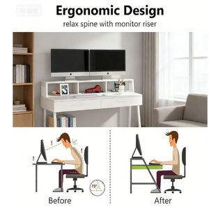 <b>Computer</b> Desk with Storage Shelf and Drawers Writing Desk for Home or <b>Office</b> Use - Product Image 5