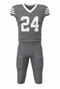 Uniforme de football américain pour hommes, maillot sans manches à col en V avec pantalon rembourré, tissu respirant en polyester anti-humidité - Product Image 2