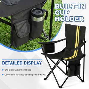 <b>Heavy</b> <b>Duty</b> Folding <b>Camping</b> <b>Chair</b> with Built-In Cooler Bag 350LBS Capacity Cup Holder and Side Pocket Portable Outdoor - Product Image 3