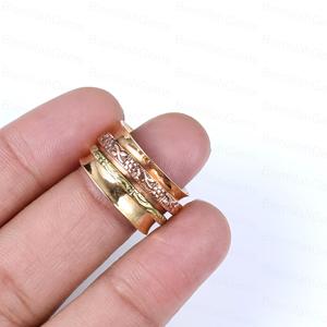 Artisan Handcrafted <b>Fidget</b> <b>Ring</b> Multi Tone Brass Copper Concave Band Textured Moveable <b>Rings</b> Wholesale Vintage Style Meditation - Product Image 5