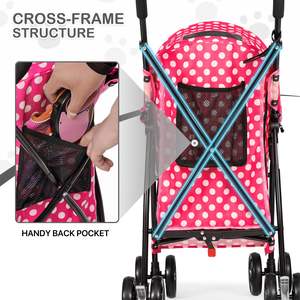 Poussette TH-PPS-316 tout terrain à quatre roues pour animaux de compagnie pour aventures en plein air avec auvent réglable et côtés en maille - Product Image 3