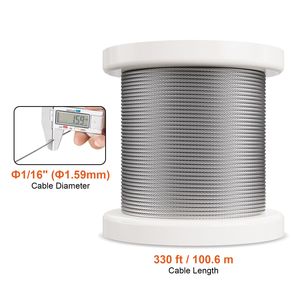 Kit de Cable de Acero Inoxidable 304 de 330 pies con 80 Casquillos y 20 Nudos, 7x7 Hilos, 450 Libras de Resistencia a la Rotura, 1/16" - Product Image 4