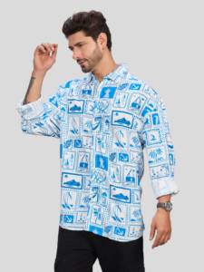 Men's Hawaiian <b>Shirt</b> Full Sleeve <b>Patchwork</b> Print Cotton Vacation <b>Shirt</b> Turn-down Collar Summer Breathable Style - Product Image 4