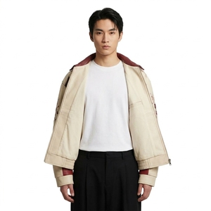 Men's <b>Chinese</b> Style Bomber <b>Jacket</b> With Hand Embroidered Floral Pattern Turn-down Collar Zipper Closure Autumn Wear - Product Image 5