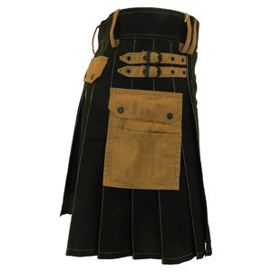 Kilt écossais pour homme, bicolore noir et kaki, de luxe, utilitaire, moderne et traditionnel, vente en gros d'usine 2026 - Product Image 4