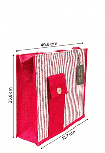 กระเป๋าปอกระเจาลายทางธรรมชาติแบบหนา ทนทาน สำหรับใส่ของชำ ของใช้ชายหาด พร้อมซิปปิด  รับสกรีนโลโก้ตามแบบ - Product Image 6