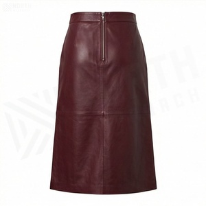 Jupe trapèze en similicuir pour femme, longueur genou, couleur unie, style minimaliste, brillante, taille normale, toutes saisons - Product Image 2