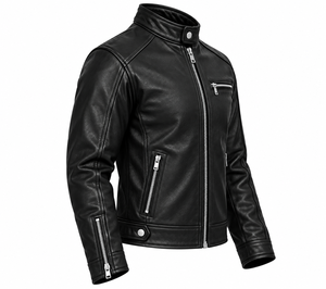 Chaqueta de Motociclista para Hombre 2026, Negra, de Piel Vacuna, Transpirable, Corte Ajustado, Cuello Alto, Cierre de Cremallera, Estilo Biker, Invierno - Product Image 4