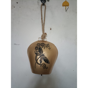 Handmade Rustic Christmas Hanging <b>Bells</b> Vintage Distressed Green Iron <b>Cow</b> <b>Bell</b> With Jute Rope for Farmhouse Holiday Tree Decor - Product Image 3