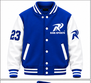 Blue <b>White</b> <b>Men's</b> Solid Embroidered Varsity Jacket Regular Fit Button Front <b>Fleece</b> Pullover Hooded Sweatshirt Autumn Winter - Product Image 1