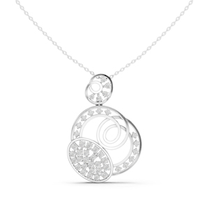 Collier pendentif triple cercle en or rose 18 carats avec diamants, chaîne à maillons, bijoux de luxe pour femmes, pour mariage, anniversaire, fête - Product Image 5