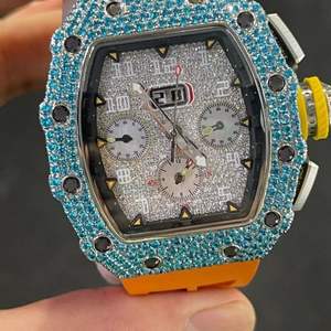 Reloj de Diamantes Cultivados en Laboratorio Personalizado de Alta Calidad Estilo Hip Hop para Hombre, Reloj de Diamantes VVS para Regalo - Product Image 3