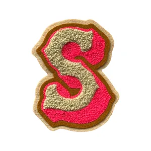 Chenille Nonwoven Felt Lightweight Iron on Patch Alphabet <b>Letter</b> S Embroidered Applique <b>Fabric</b> Badge for Clothes Bags Hats - Product Image 1