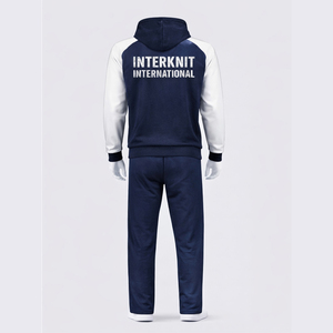 Ensemble de survêtement à capuche pour homme INTERKNIT INTERNATIONAL, noir et blanc, manches longues, sweat-shirt décontracté, pantalon de jogging avec poches latérales - Product Image 6