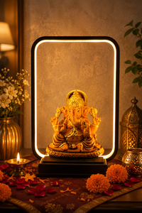 <b>Framed</b> Art Deco Resin Lord Ganesha Statue Handmade Religious Decor for Tabletop Diwali Display Traditional Figurine - Product Image 1