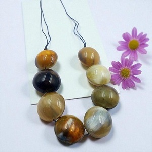 Collier Pendentif Classique en Corne de Buffle, Agate 100% Authentique, Chaîne Beige et Noire, Écologique, Mariage, Naturel - Product Image 2