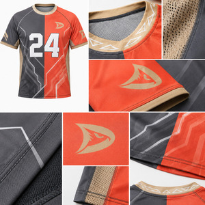 เสื้อเจอร์ซีย์คอร์นโฮลลายเรขาคณิตแบบกำหนดเองสำหรับผู้ชาย OEM ผ้าโพลีเอสเตอร์ตาข่ายแห้งเร็ว ชุดยูนิฟอร์มทีมสำหรับการแข่งขัน - Product Image 6