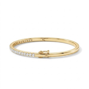 Bracelet jonc tennis délicat VB-SR91 en or massif 14 carats avec diamants de laboratoire, demi-éternité, empilable, bijou minimaliste pour le quotidien - Product Image 4