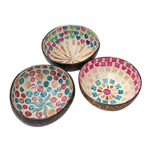 Bol en noix de coco avec incrustation de perles réfléchissantes - Finition brillante - Accessoires véganes haut de gamme - Product Image 1