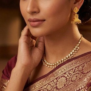 Vente en gros de boucles d'oreilles Jhumka plaquées or 14K18K24K, ensemble de boucles d'oreilles de mariage, design traditionnel, ensemble de Jhumka de mariée - Product Image 3
