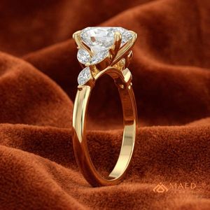 18K Gold Plated Oval Cut Moissanite Floral Bridal Engagement Wedding <b>Ring</b> for Women Luxury Gift From Gujarat Anniversary - Product Image 2