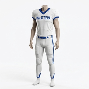 Custom Men's White Blue American Football Uniform <b>Padded</b> Jersey and <b>Pants</b> Set Sports Team Apparel - Product Image 3
