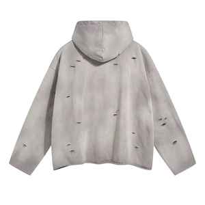 Sudadera con Capucha Glory Personalizada OEM, Estilo Vintage Desgastado, para Hombre, Talla Grande, Estilo Urbano, Sudadera Informal con Rasgaduras, Venta al Por Mayor - Product Image 4