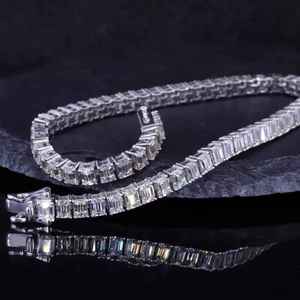 Moissanite Tennis <b>Bracelet</b> Baguette Cut Channel Setting Diamond Charm Solid <b>White</b> Gold Unique Daily Wear <b>Bracelet</b> - Product Image 4