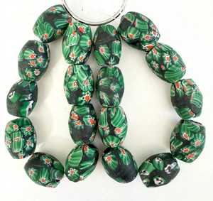 Cuentas de Vidrio Millefiori Rayadas Hechas a Mano en África, Ghana, Nigeria, Kenia, Venta al por Mayor, Recicladas, Suministro de Joyería Suelta, Caja FIRDOS - Product Image 2