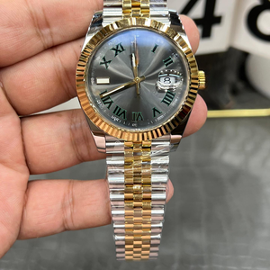 Relojes Mecánicos de 41 mm, Automáticos, de Metal, con Bisel Acanalado Dorado, Esfera Negra con Diamantes, Reloj de Lujo para Hombre, Oro Amarillo, Diamante Moissanita - Product Image 1