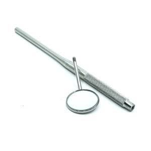 Miroir dentaire en acier inoxydable 16 cm, argenté, avec poignée moletée, instrument chirurgical manuel de classe I - Product Image 5