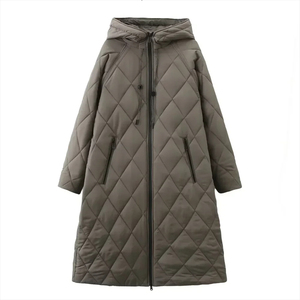 <b>Long</b> Hooded Quilted Jacket Women <b>Men</b> Winter Thick Polyester Puffer <b>Coat</b> Casual Windproof Zipper Closure Solid Color Outerwear - Product Image 1