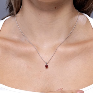 14K 18K Pure <b>Gold</b> Round Cut 0.24Ct Natural Red Ruby Gemstone Solitaire <b>Pendant</b> Handmade 2026 New Trending Casual Wear Necklace - Product Image 4