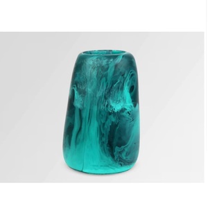 Meilleur vase en résine écologique fait main, texture marbrée, motif tourbillon blanc, forme irrégulière pour la décoration de la maison - MOON RISE CRAFT - Product Image 6