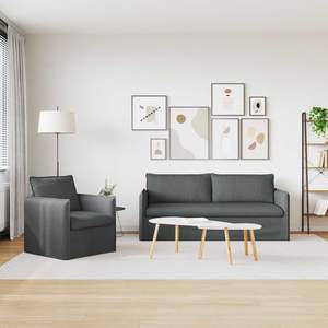 สีเทาเข้ม 196 X 82 X 85 ซม. ชุดโซฟาห้องนั่งเล่นผ้า 2 ชิ้น - Product Image 3