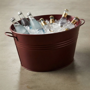 Bac à Boissons Ovale en Acier Galvanisé Marron Durable avec Poignées – Idéal pour la Vente en Gros, Parfait pour Refroidir les Boissons et le Glace lors de Fêtes - Product Image 4