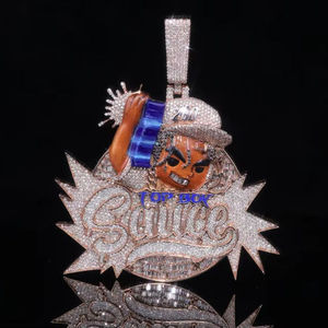Colgante de dibujos animados Top Back Sauce, chapado en oro de 18K con diamantes de imitación, estilo Hip Hop, unisex, para uso diario - Product Image 2