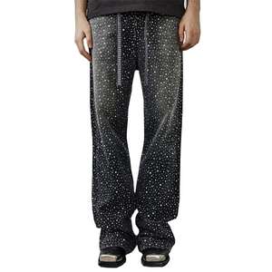 Nuevos Jeans Baggy con Lavado Ácido y Pedrería para Hombre, Personalizables, Pantalones Vaqueros Oversize, Ropa Deportiva Slim Fit, Precio Económico - Product Image 4