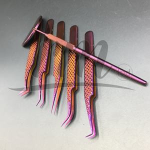 Purple High Quality Stainless Steel <b>Eyelash</b> Extension Tweezers Custom Logo Sustainable <b>Beauty</b> <b>Tool</b> Plasma Logo Slanted Volume - Product Image 5